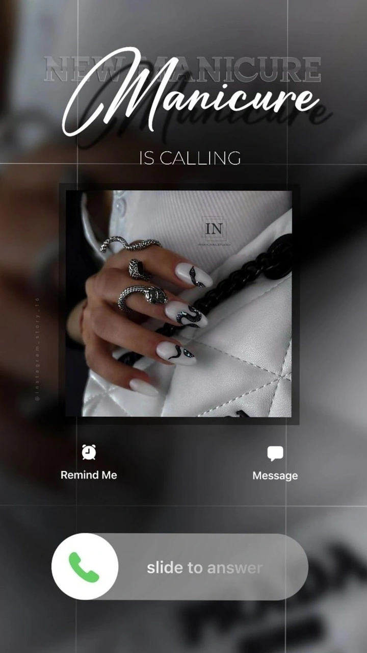 Nail Salons creative ad: Incoming call screen: manicure is calling