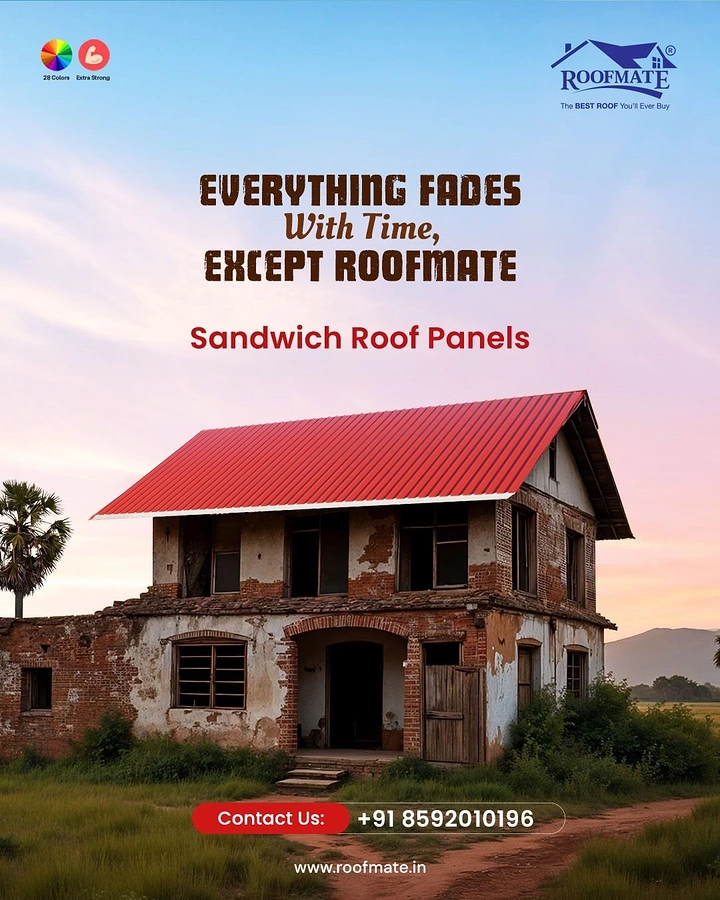 Roofing creative ad: New roof on decaying house: 'everything fades'