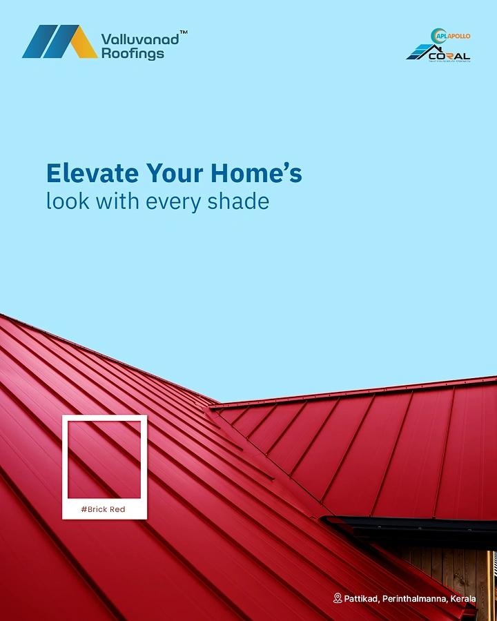 Roofing creative ad: Paint swatch chip on red roof shades