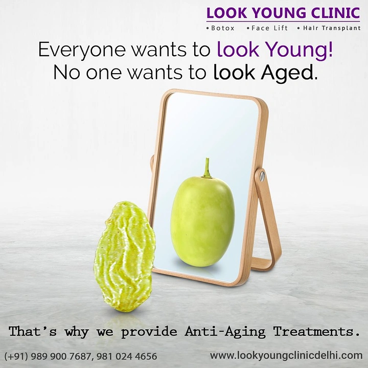 Skin & Cosmetic Clinics creative ad: Raisin sees grape in mirror metaphor