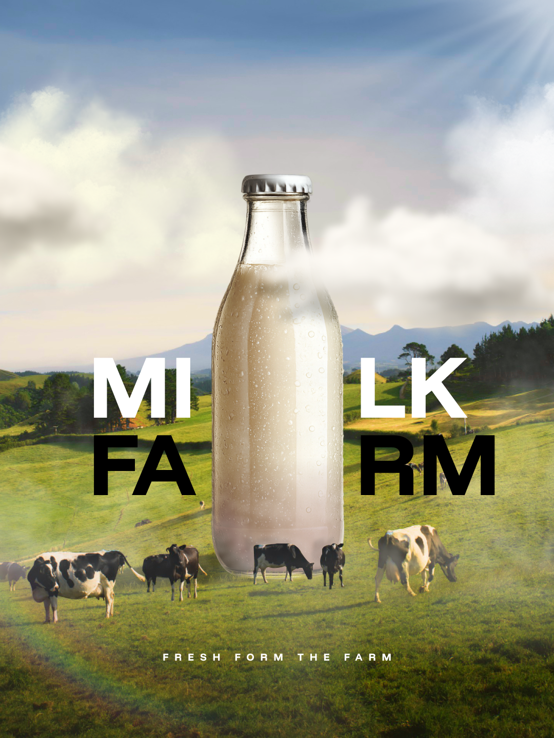 Instagram post: Bottle splits MILK FARM wordmark
