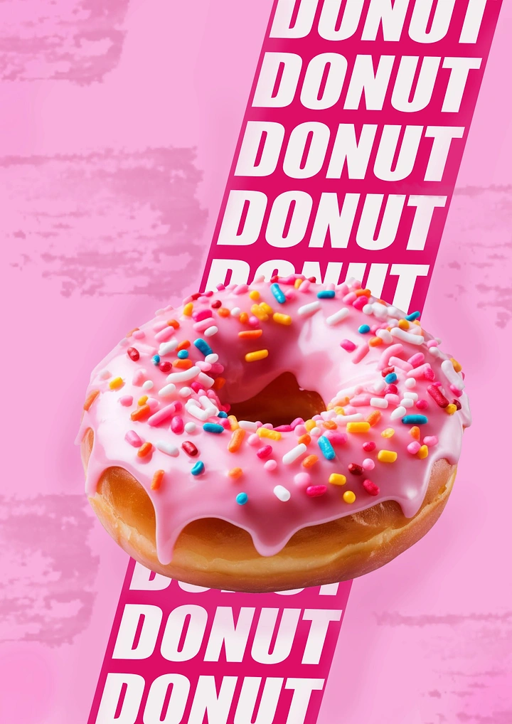 Donut Shops creative ad: Typography repeats around oversized donut