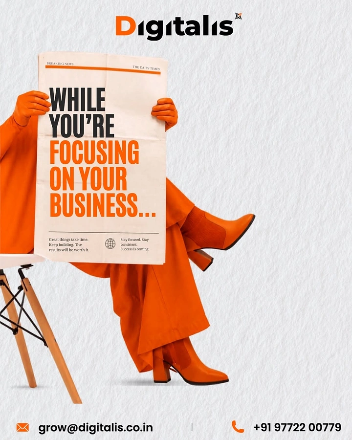 Agency creative ad: Newspaper-reading figure teaser, bold orange