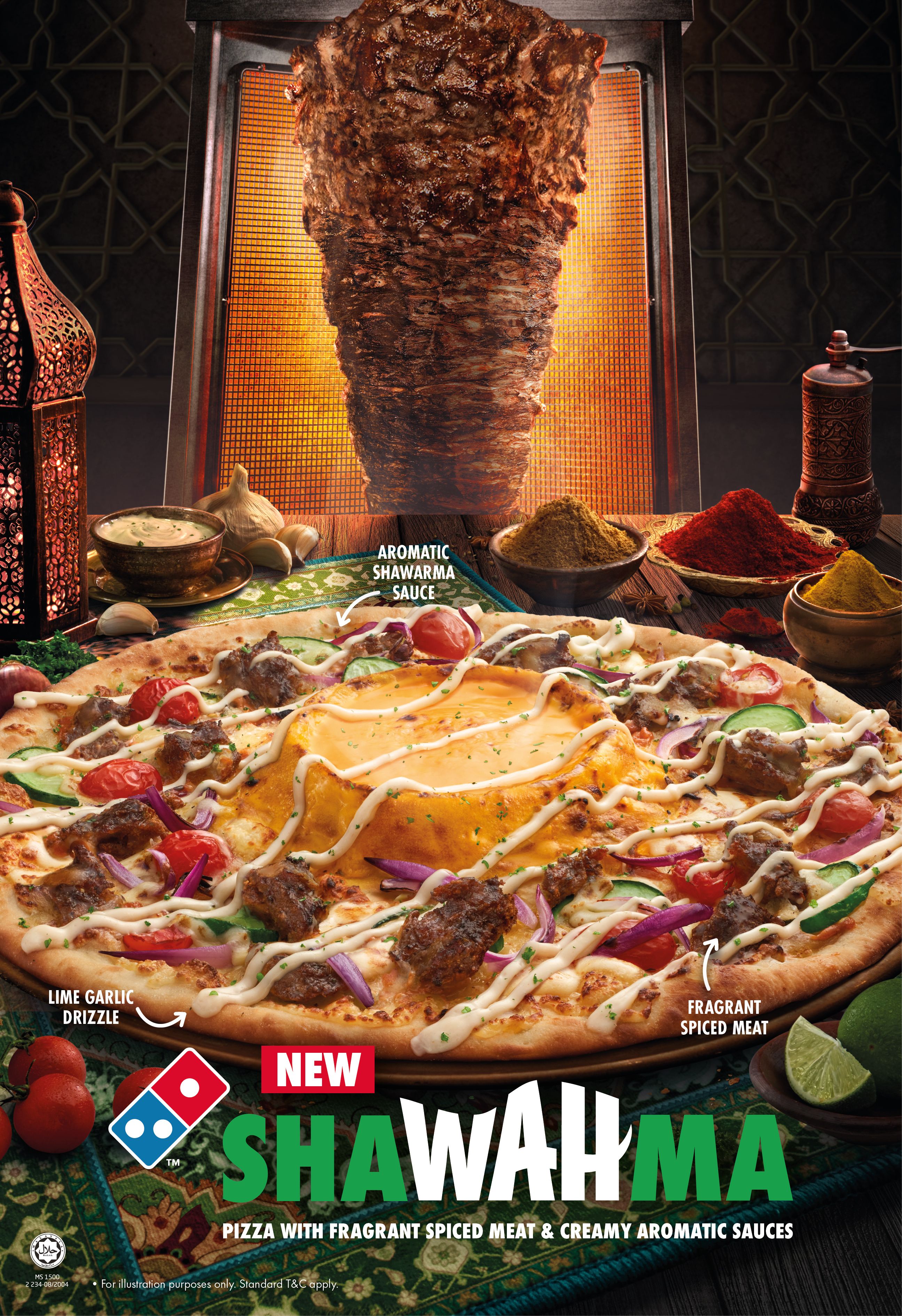 Story: Shawarma spit slicing onto pizza.