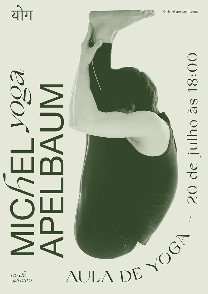 Yoga Studios creative ad: Duotone photo of a man folded into a compact yoga pose