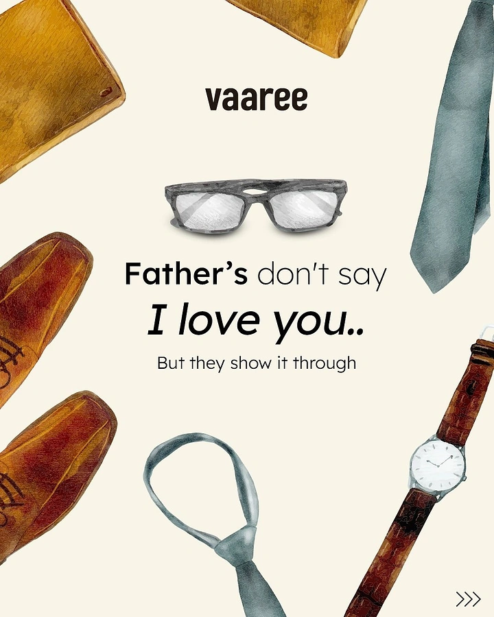 Father's Day creative ad: Watercolour dad accessories framing a centred message