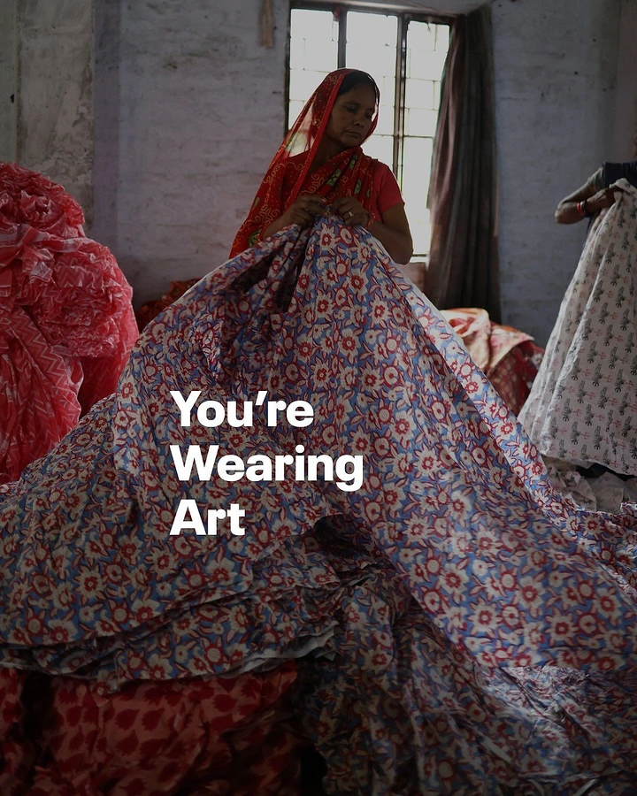 Ethnic Wear & Sarees creative ad: Artisan block-print, 'You're Wearing Art'