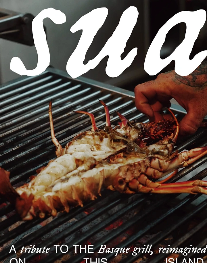 BBQ & Grill Restaurants creative ad: Basque fire typography shapes grill identity