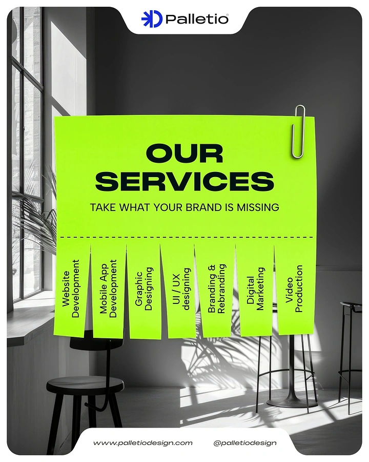 Agency creative ad: Services as tear-off flyer tabs
