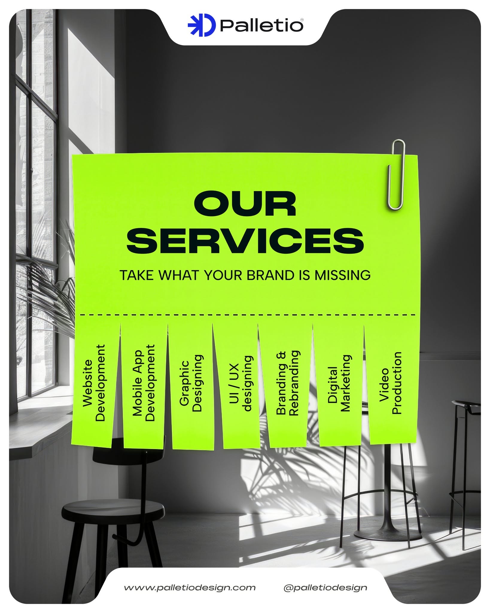 Instagram post: Services as tear-off flyer tabs