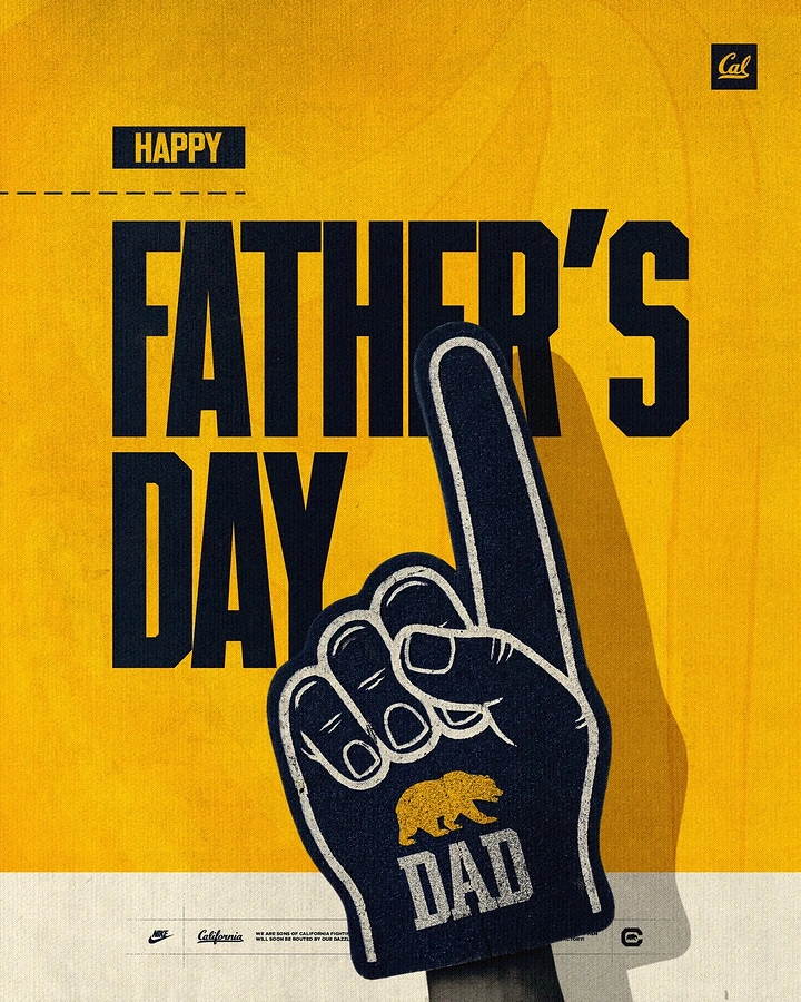 Father's Day creative ad: Navy foam #1 finger printed DAD with bear logo