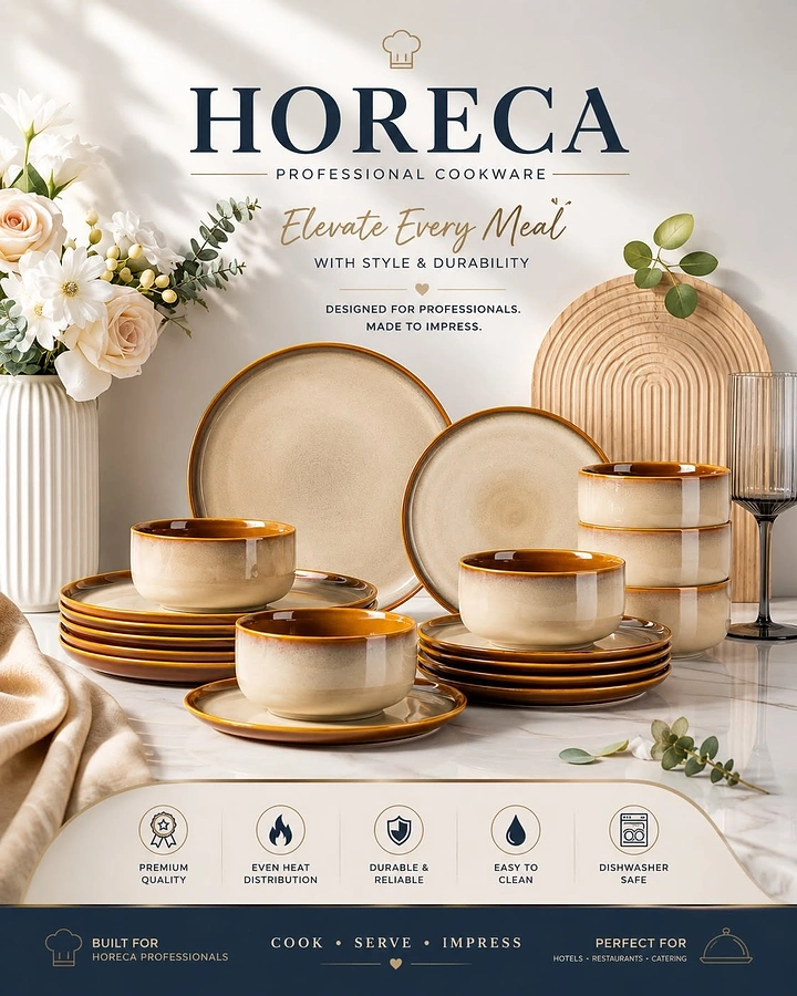 Tableware & Crockery creative ad: Premium dinnerware campaign with polished styling
