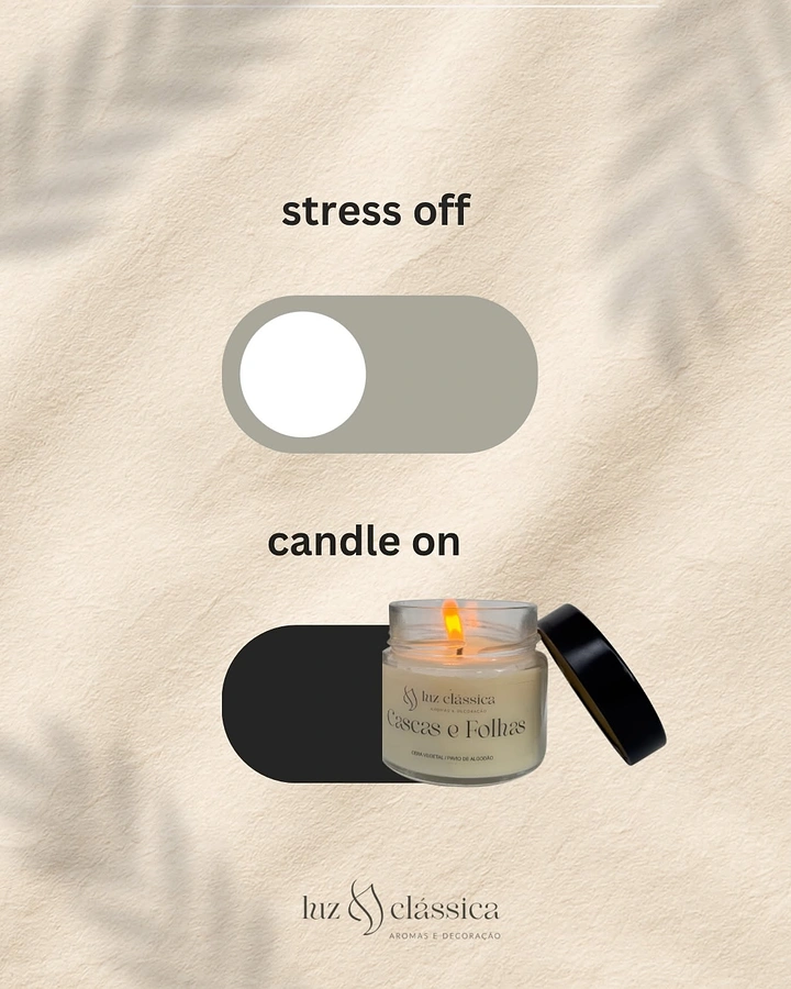 Candles & Home Fragrance creative ad: Toggle switch: stress off, candle on