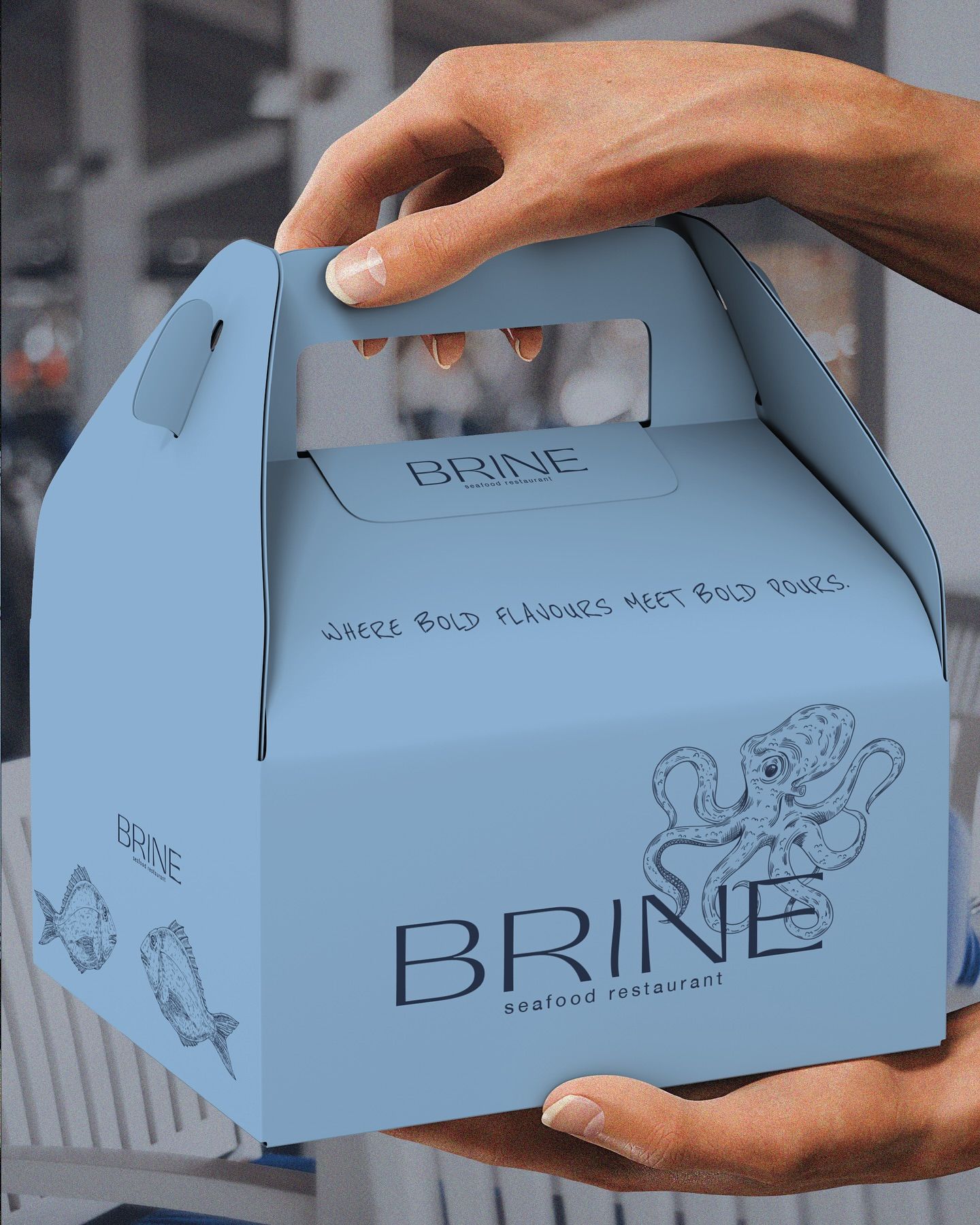 Instagram post: Premium branded seafood packaging presentation