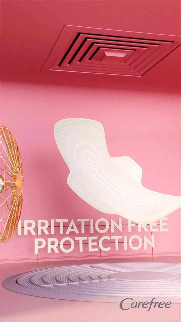 Period Care & Feminine Hygiene creative ad: fan and ac vent convey cooling