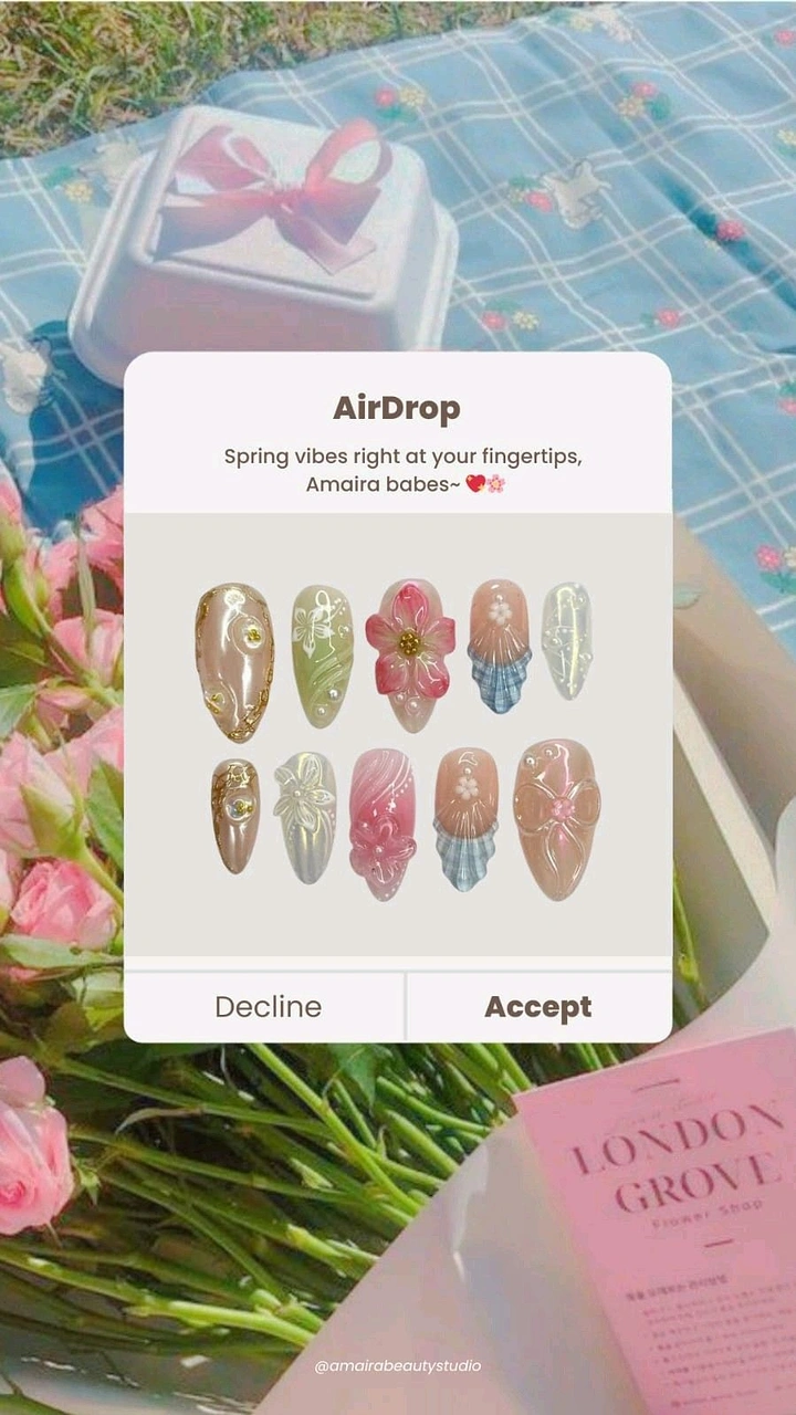Nail Salons creative ad: AirDrop popup metaphor delivering spring nail set