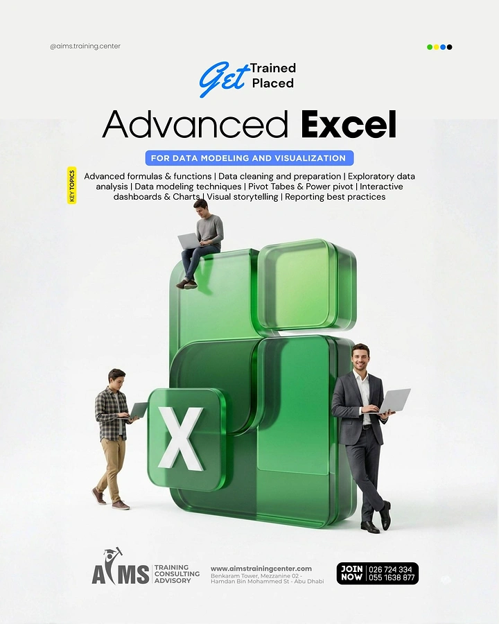 Computer Training Institutes creative ad: Giant glossy green spreadsheet app icon with tiny professionals
