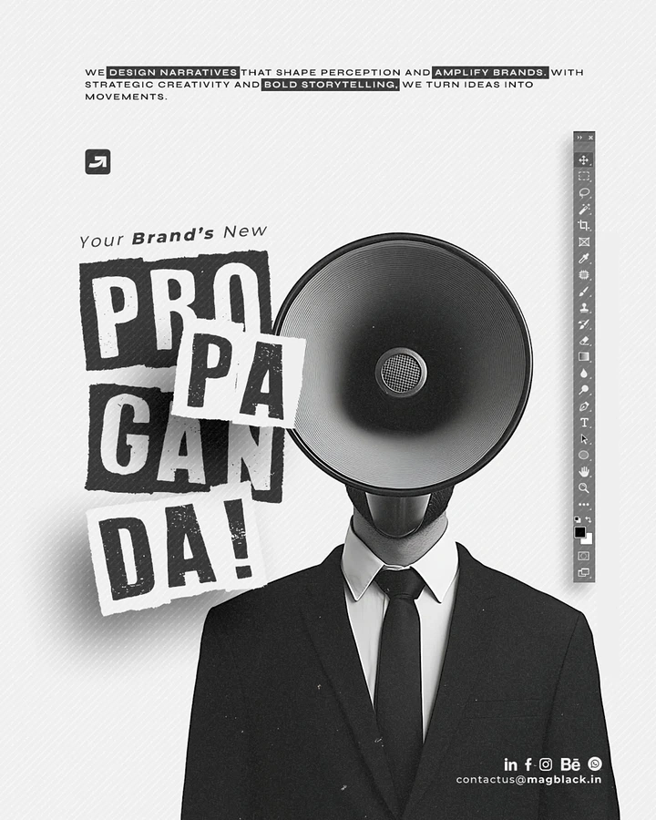 Agency creative ad: Megaphone-head man, ransom-letter PROPAGANDA