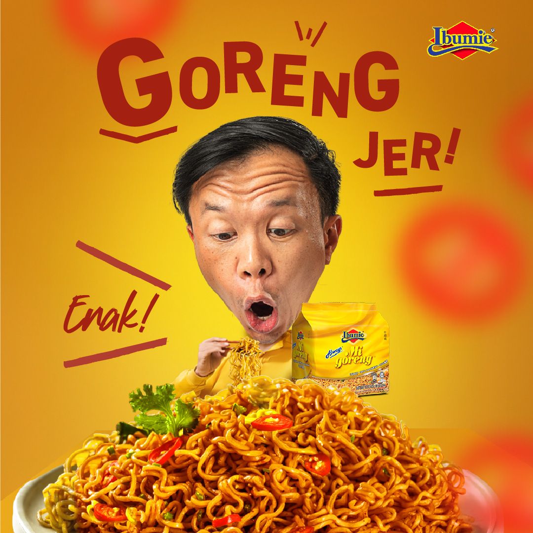 Instagram post: Witty Goreng pun with expressive reaction