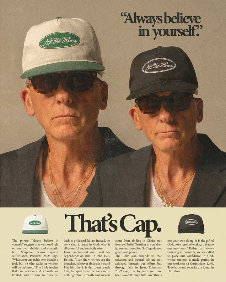 Hats & Caps creative ad: Excellent vintage ad layout with witty pun