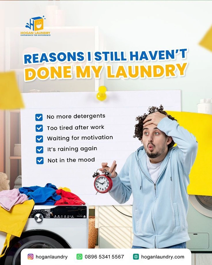 Laundry & Dry Cleaning creative ad: Witty excuses checklist for undone laundry
