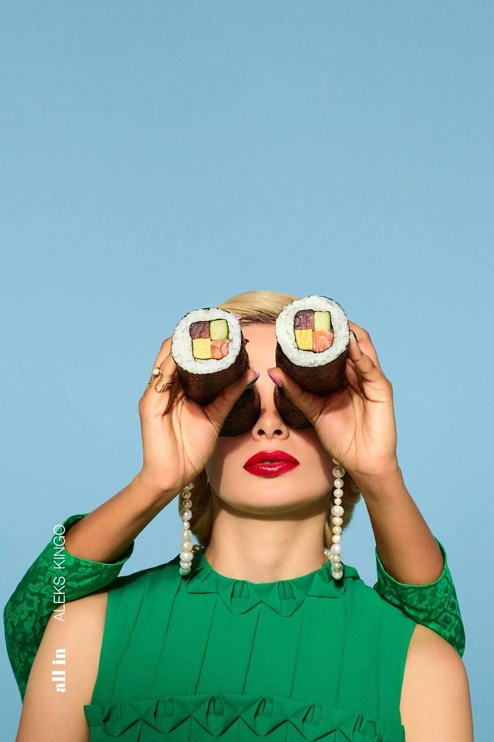 Sushi & Japanese Restaurants creative ad: Sushi rolls become playful binoculars