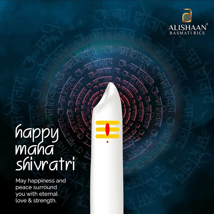 other-festival creative ad: White rice-grain-shaped Shivling with tripundra
