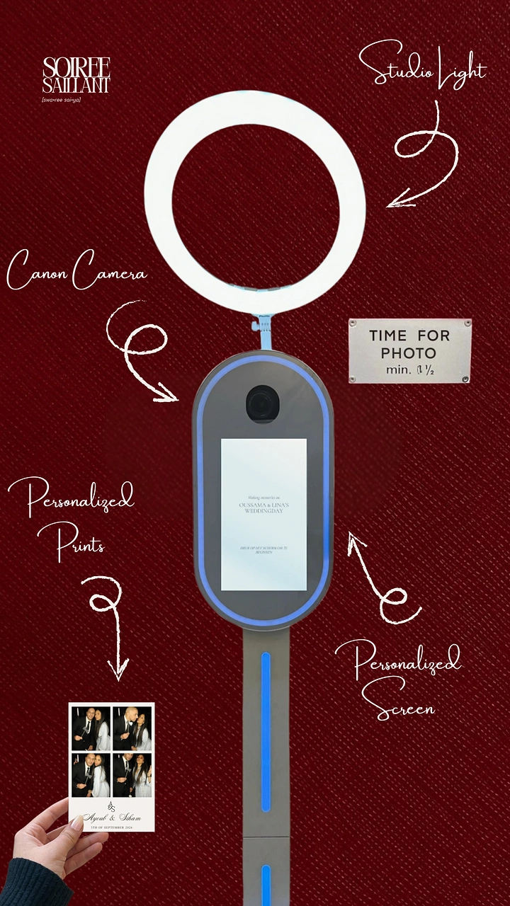 Photo Booth Rentals creative ad: Booth transformed into illustrated poster icon