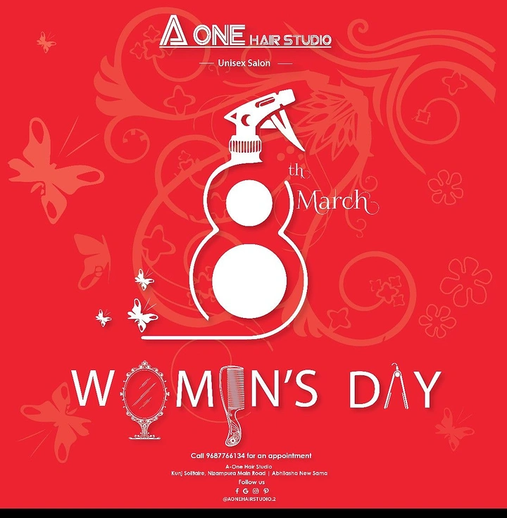 Women's Day creative ad: Salon tools form the 8 and lettering