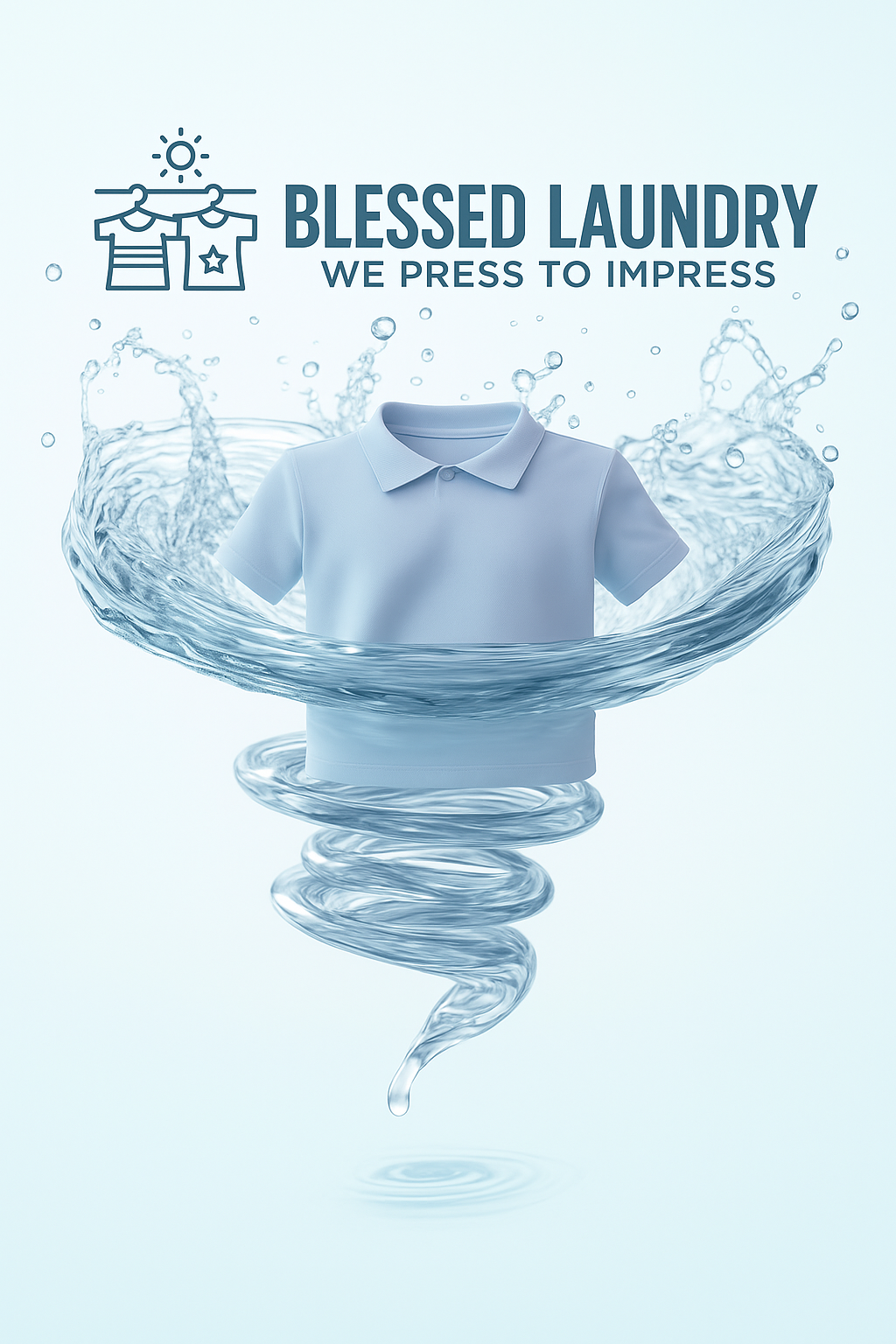 Story: Water tornado swirling shirt, clean spin
