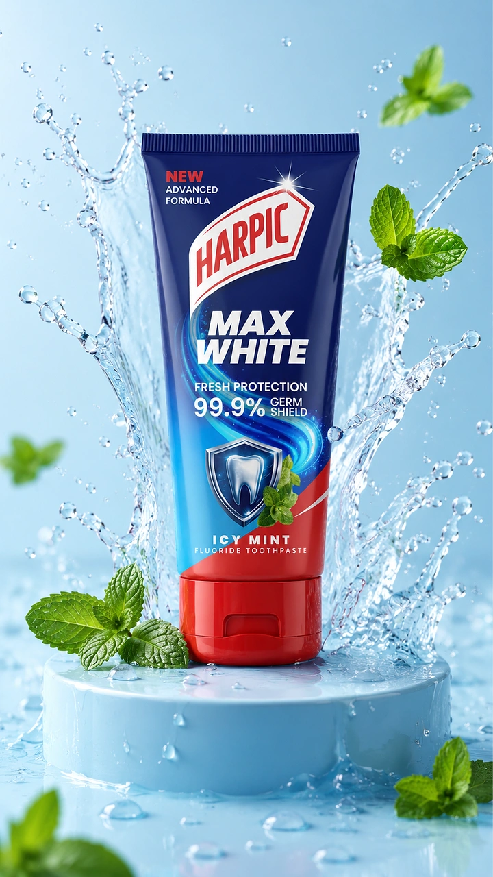 Toothpaste & Oral Care creative ad: Toothpaste erupts through refreshing water