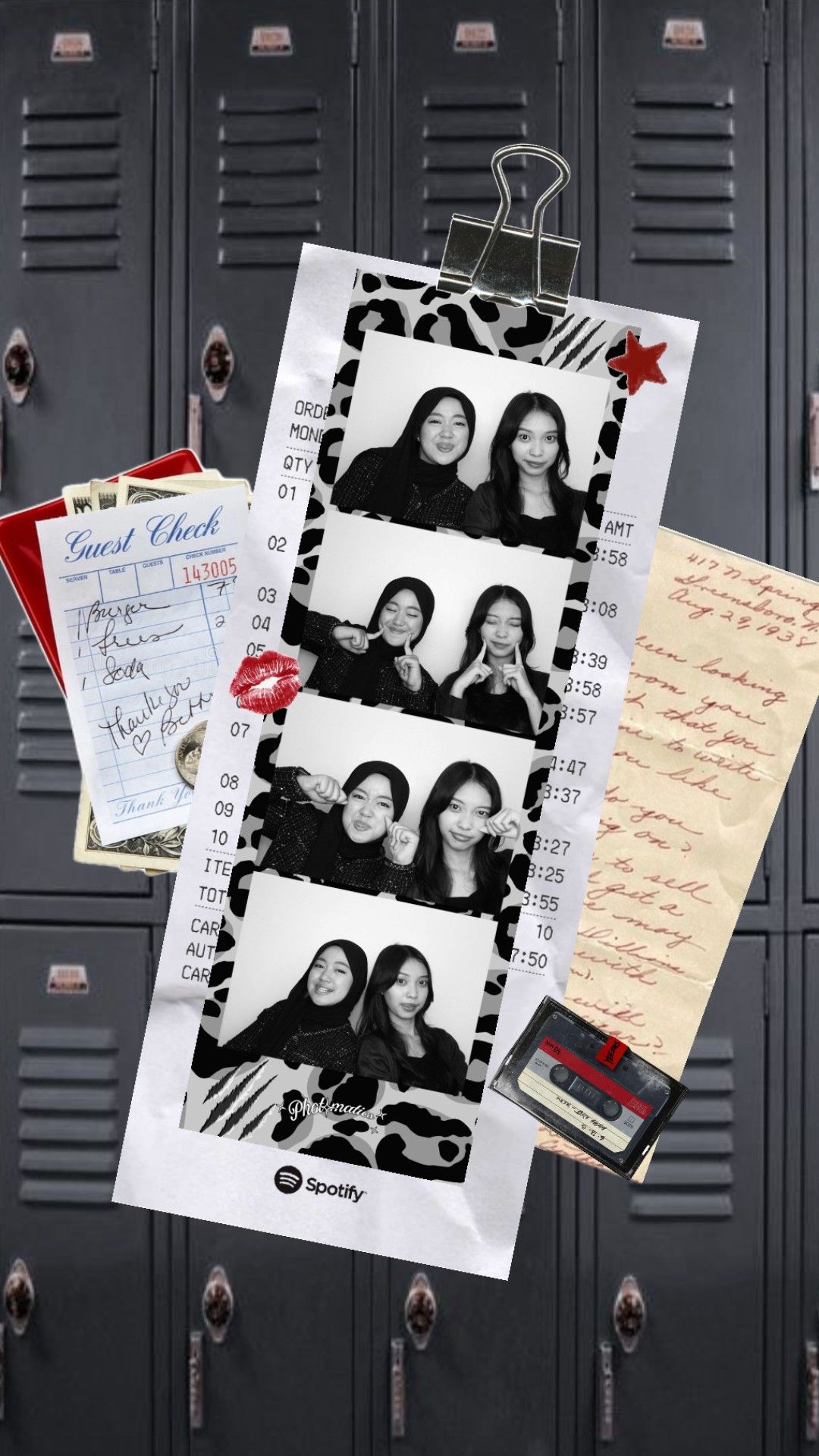 Story: Photo strips presented as locker keepsakes