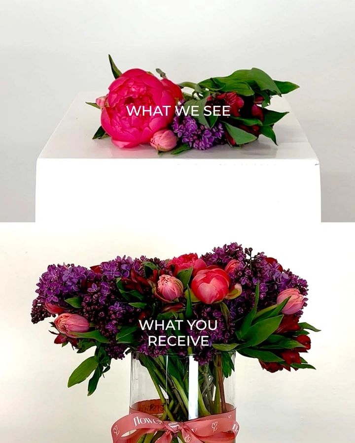 Florists creative ad: What we see vs what you receive