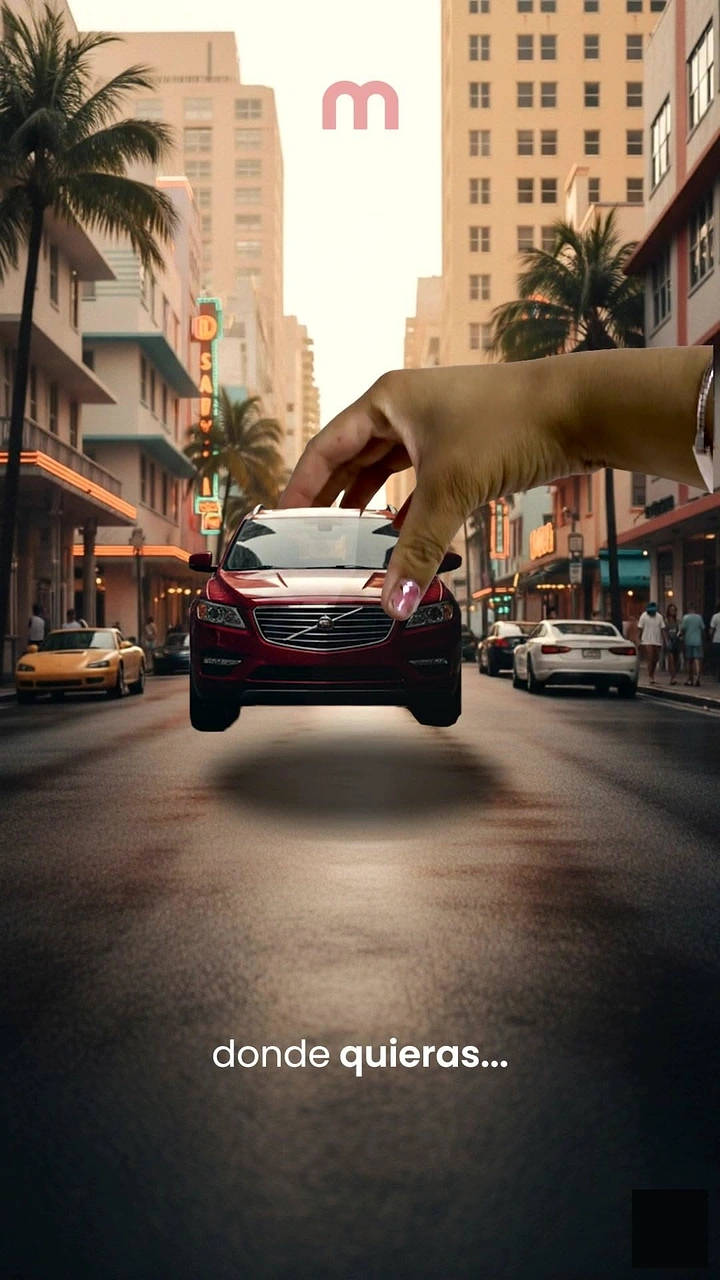 Car Rental creative ad: Giant hand placing car on street