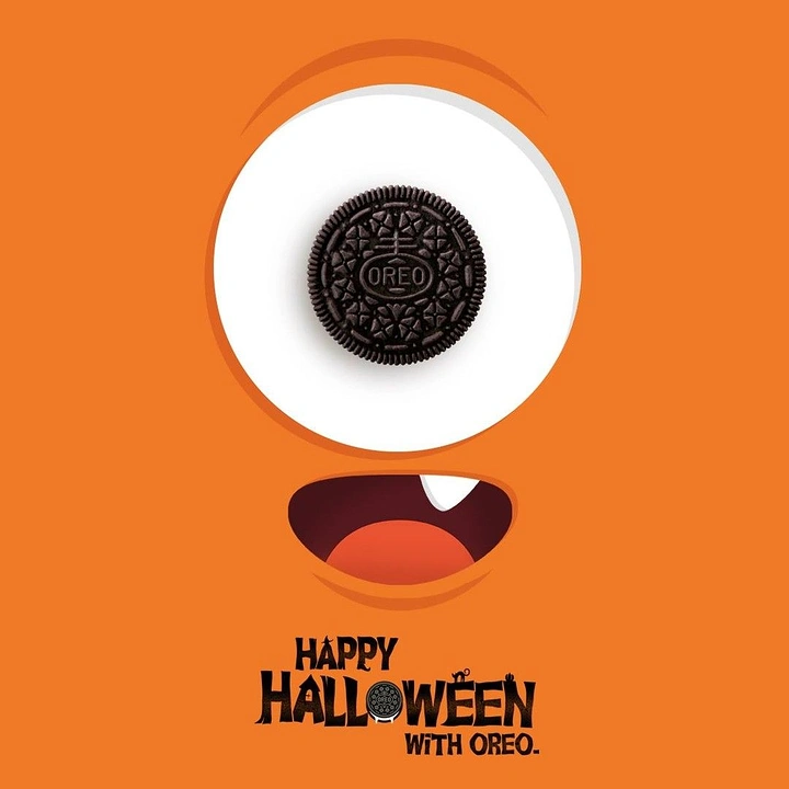 Halloween creative ad: Cookie as pupil of a one-eyed monster face