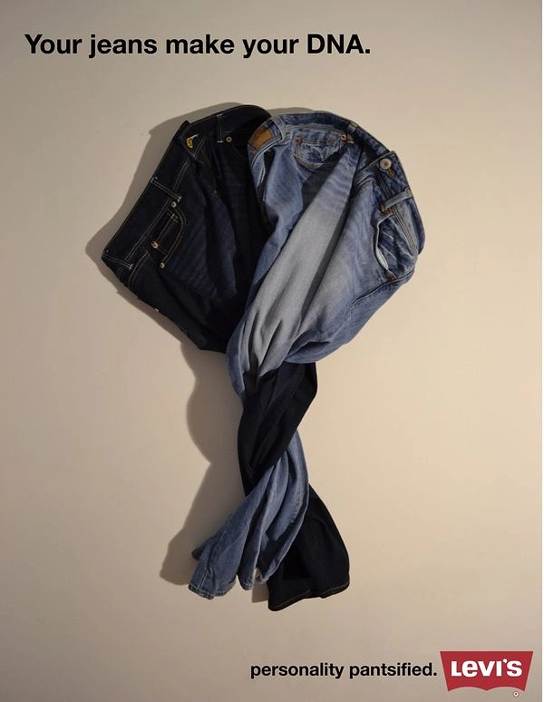Denim & Jeans Brands creative ad: Jeans transformed into DNA metaphor