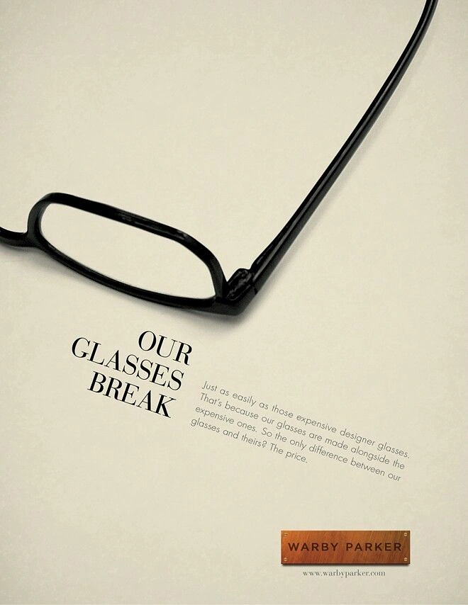Opticians & Eye Care creative ad: Honest 'Our glasses break' witty copy