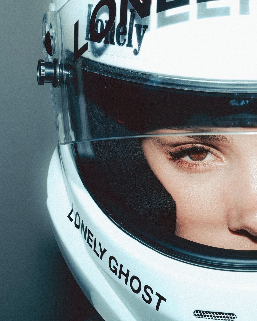 Instagram post: Lonely Ghost identity built into visor portrait