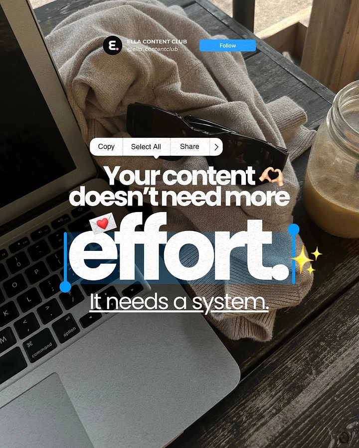 Agency creative ad: Copy-select UI over 'effort' punchline