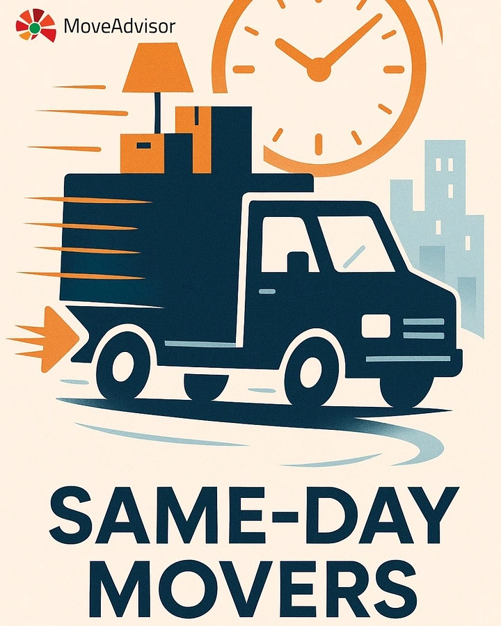 Movers & Packers creative ad: Speeding truck under clock, same-day idea