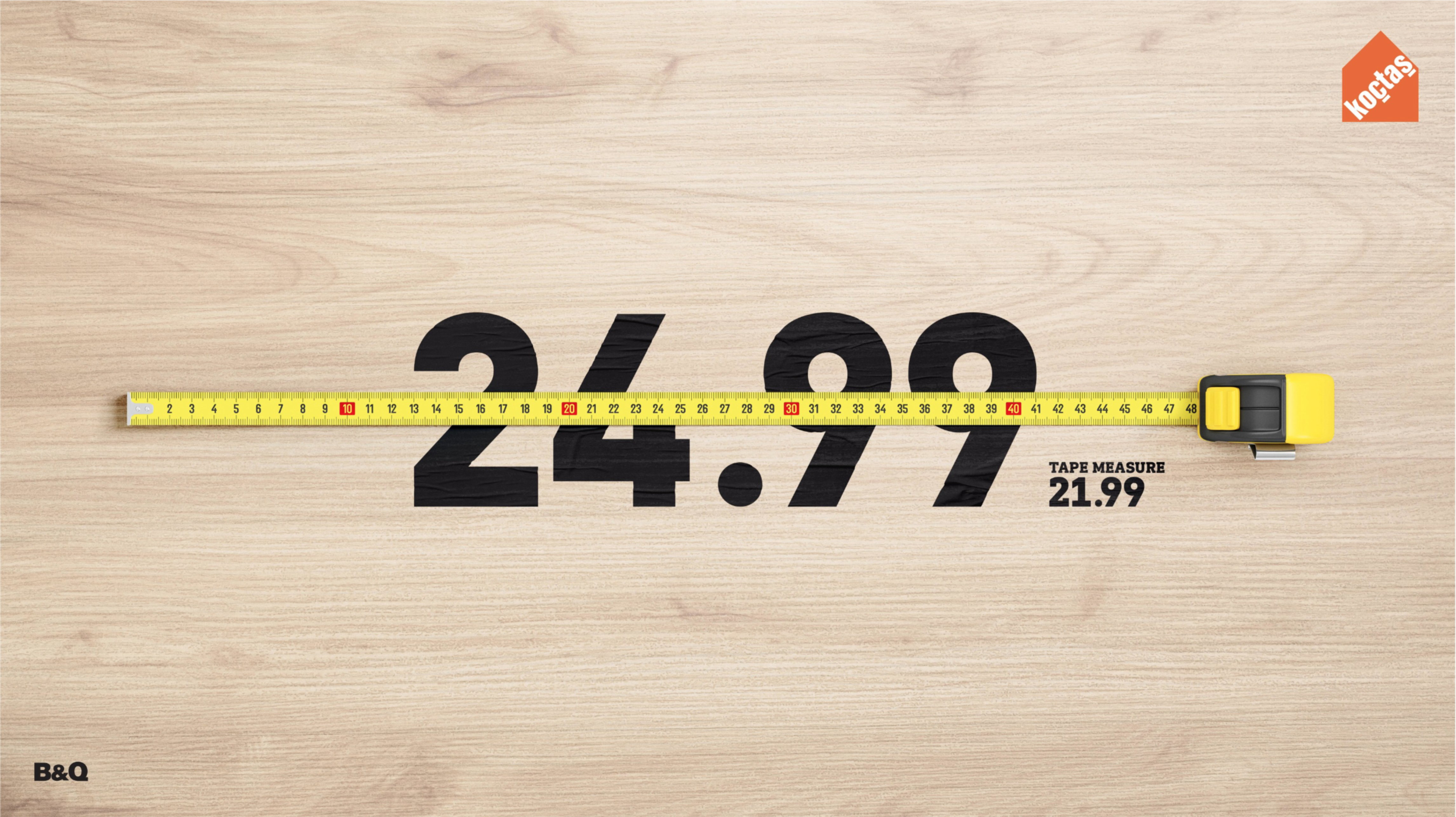 Banner: Yellow tape measure stretched across a big price