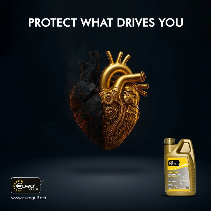 Engine Oil & Lubricants creative ad: Engine oil paired with anatomical heart