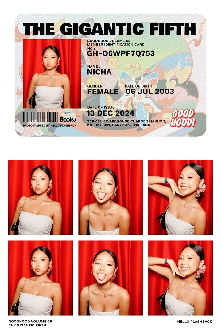Photo Booth Rentals creative ad: ID-card parody with portrait grid