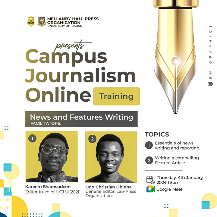 Online Courses & E-learning creative ad: Clever pen-nib and microphone visual metaphor.
