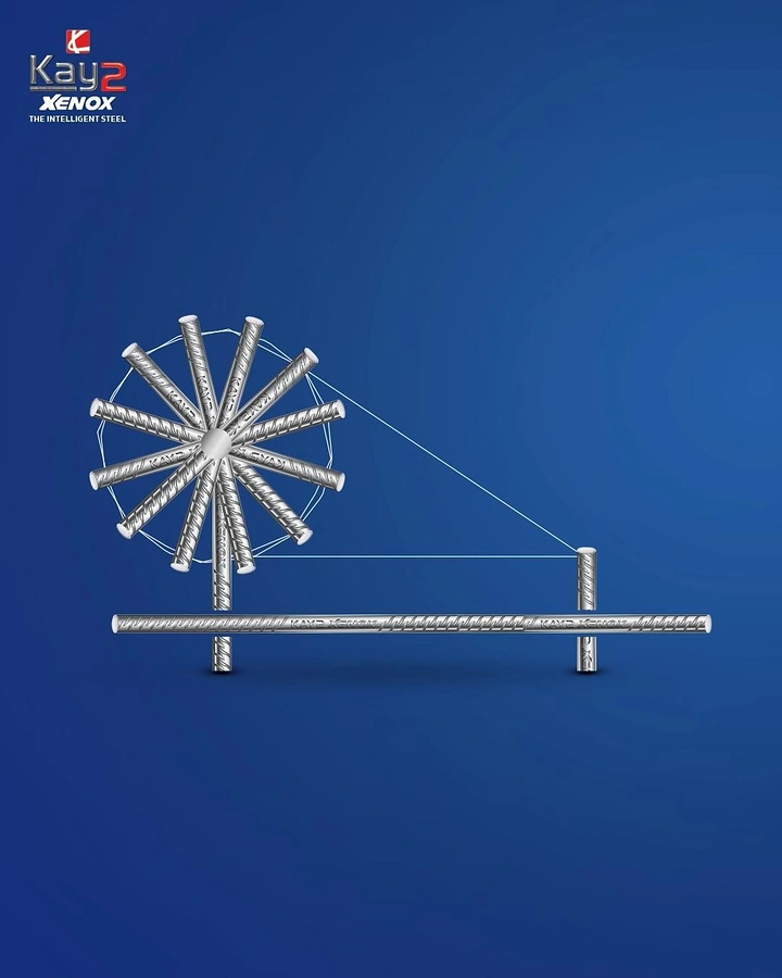 Gandhi Jayanti creative ad: Charkha spinning wheel constructed from ribbed steel rebars