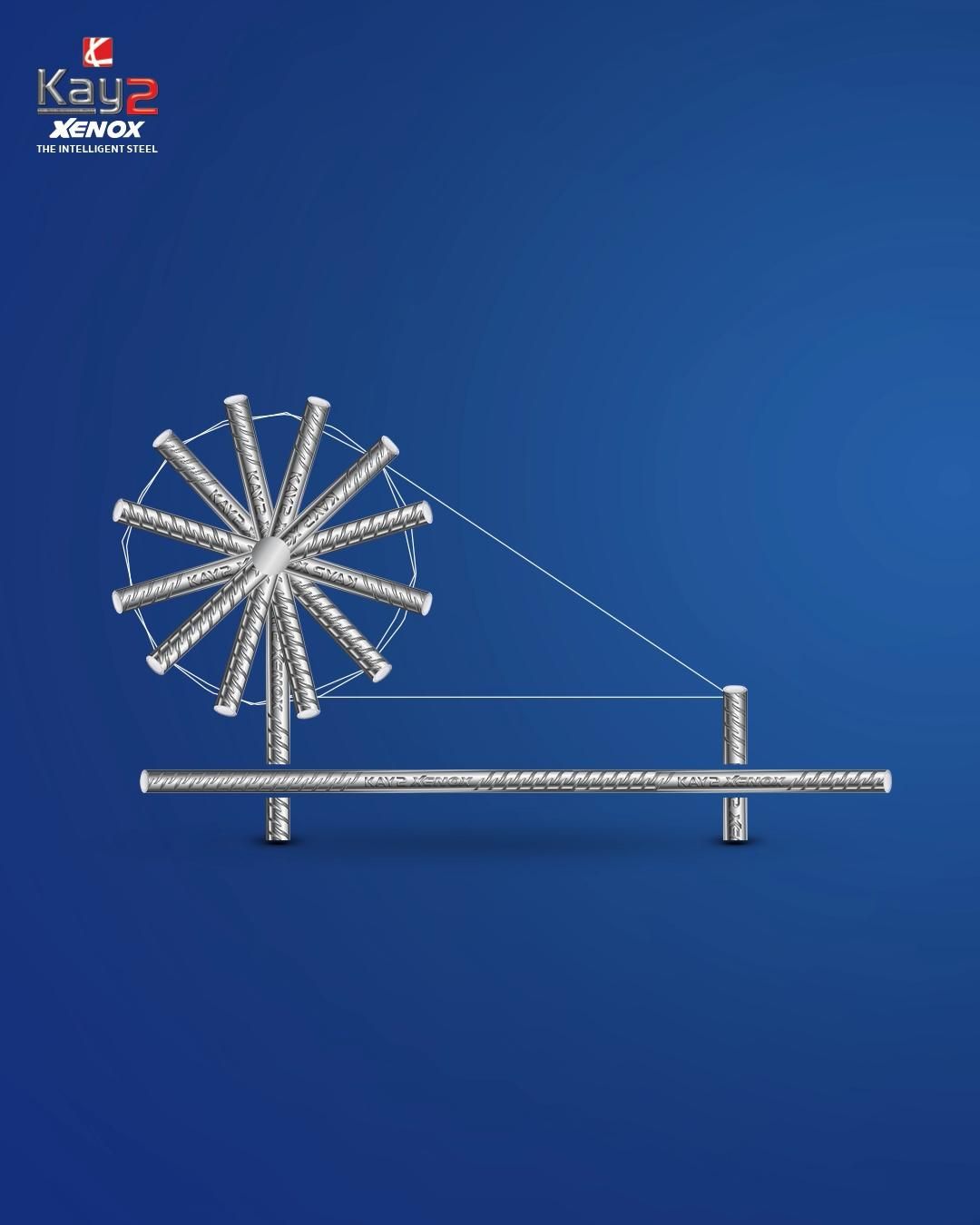 Charkha spinning wheel constructed from ribbed steel rebars