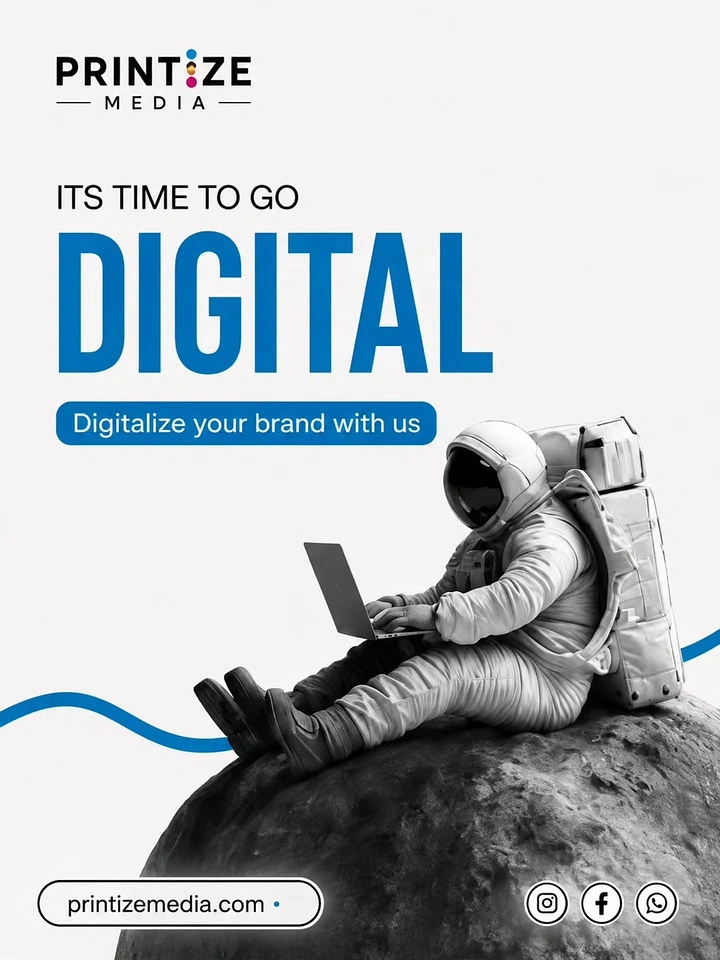 Agency creative ad: Astronaut with laptop, go digital metaphor