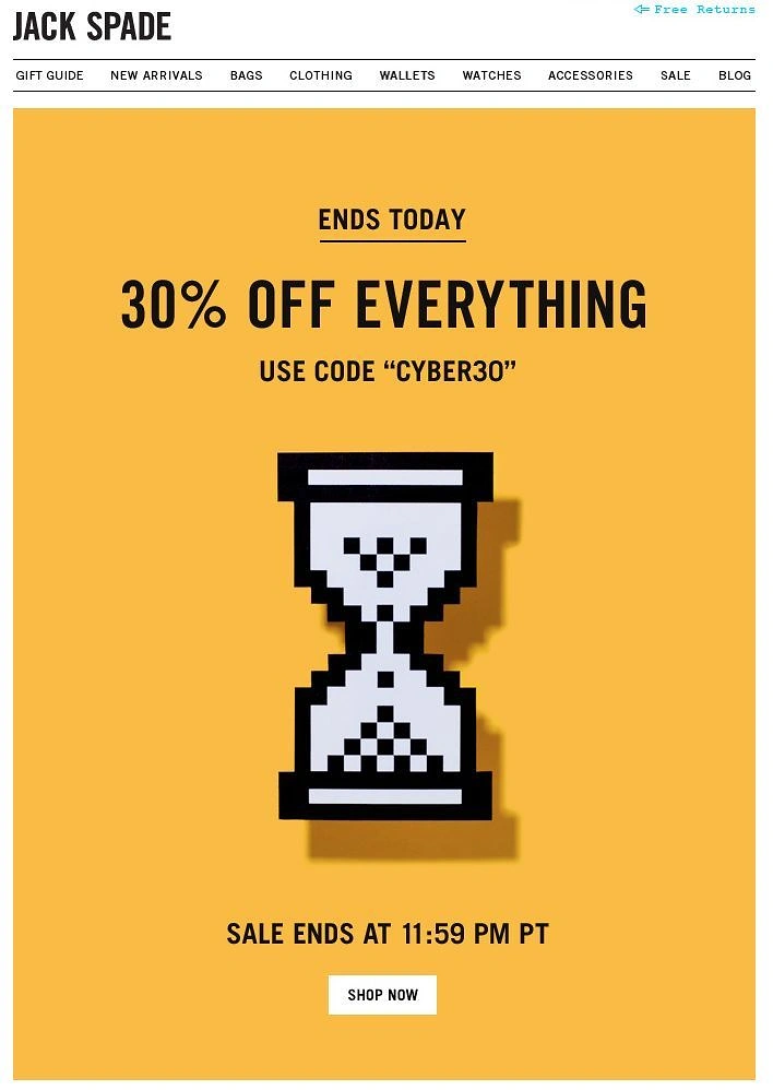 Cyber Monday creative ad: 3D pixel-art hourglass loading cursor