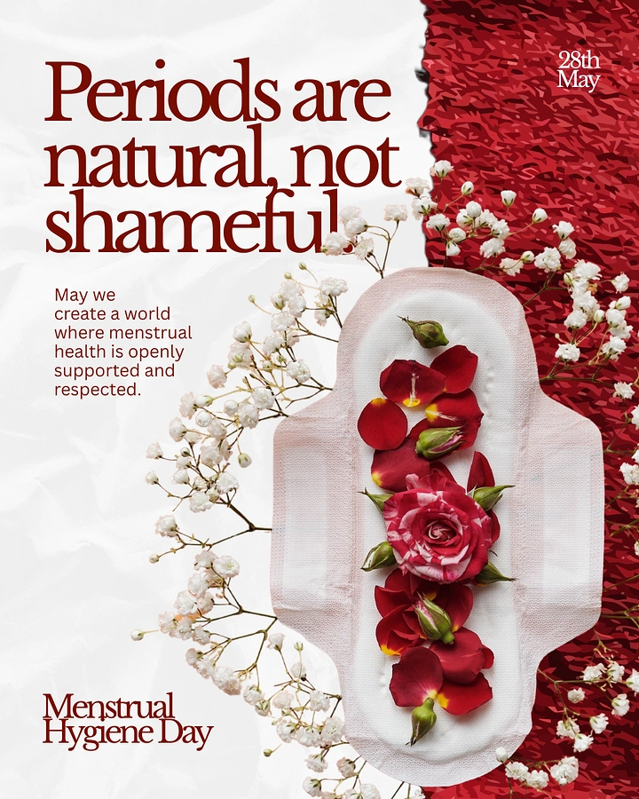 other-festival creative ad: Sanitary pad topped with red rose and petals