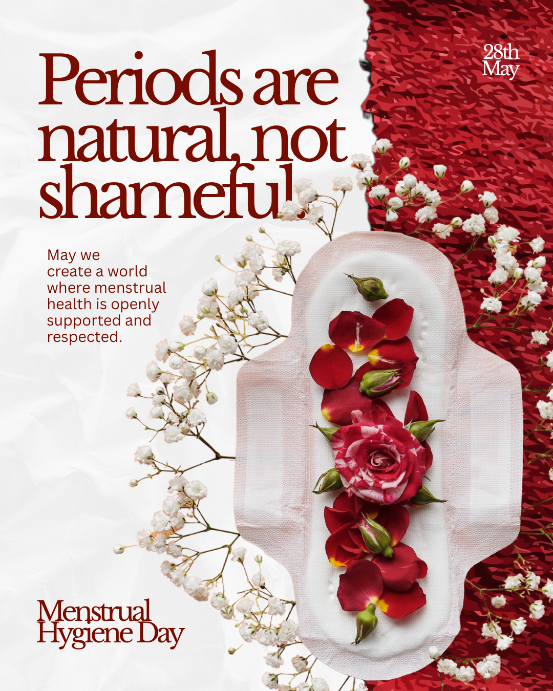 other-festival Instagram post: Sanitary pad topped with red rose and petals